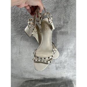 Ash Women's 40 9.5 Ivory Iggy Studded Leather Slingback Sandals Shoes Block Heel